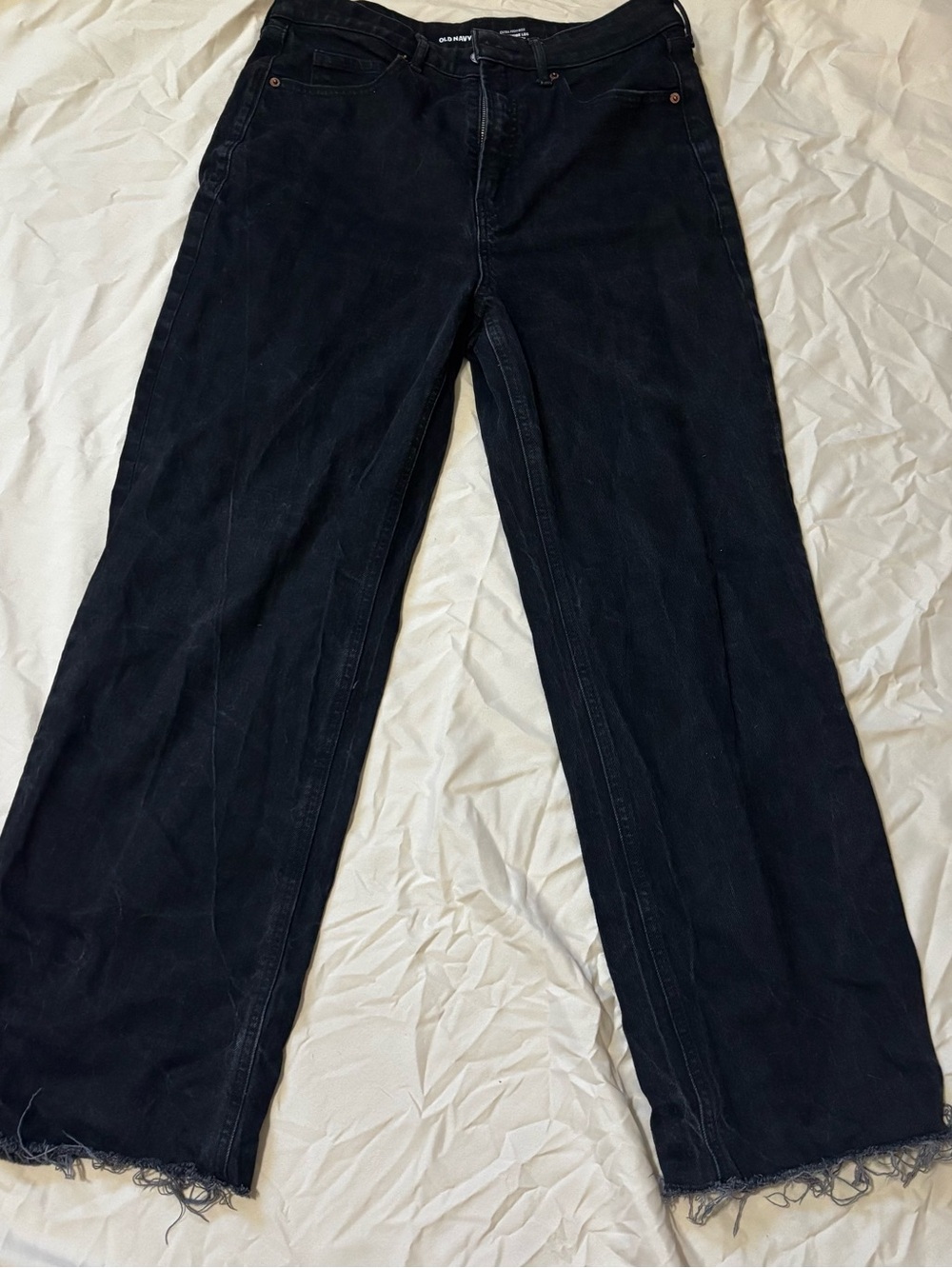 Old Navy Black Wide-Leg Jeans with Frayed Hem